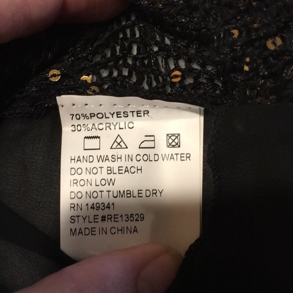 Black Gold Sequin Sleeveless Sweater Tamk Sheer - Picture 4 of 8